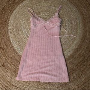 Pink Lace Trim Slip Dress